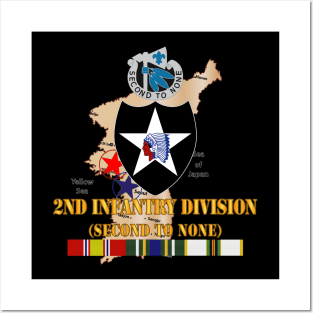 Korea Map - 2nd Infantry Div - Second to None w SVC Posters and Art